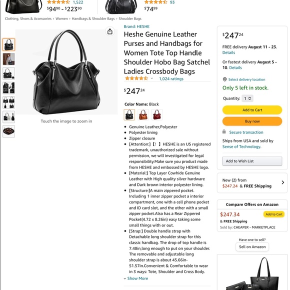 Heshe Leather Tote - Picture 12 of 12